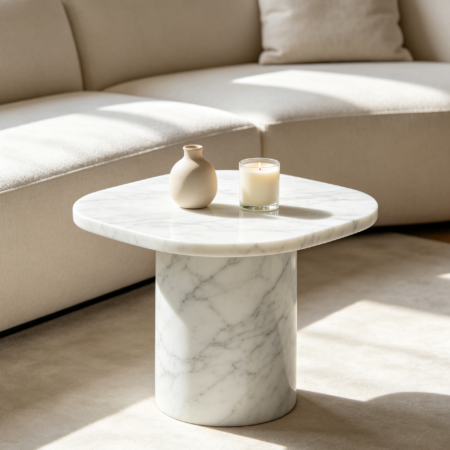 Marble-Look Accent Table
